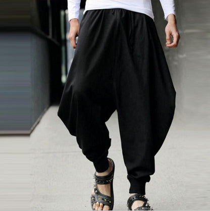 Men's Loose Pants, Linen Harlan Wide Leg Pants, Japanese Style Casual Loose Trousers