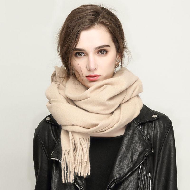 Scarf Women Winter Scarf Pure Cashmere Scarves Thick Headband Hijab Lady Shawls Wraps Blanket