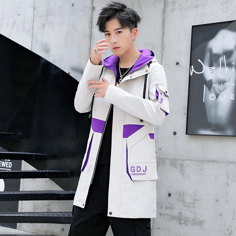 Casual jacket Large size Windbreaker Men's clothes Spring and Autumn Medium and long section