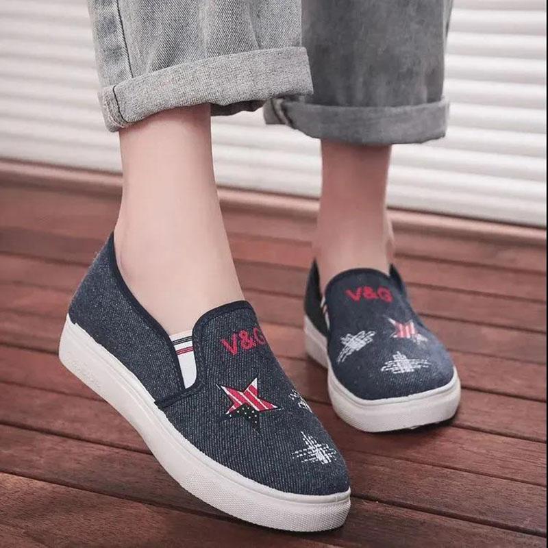 Old Beijing Cloth Shoes Women's One-foot Flat Soft Sole Single Shoes Breathable Canvas Shoes