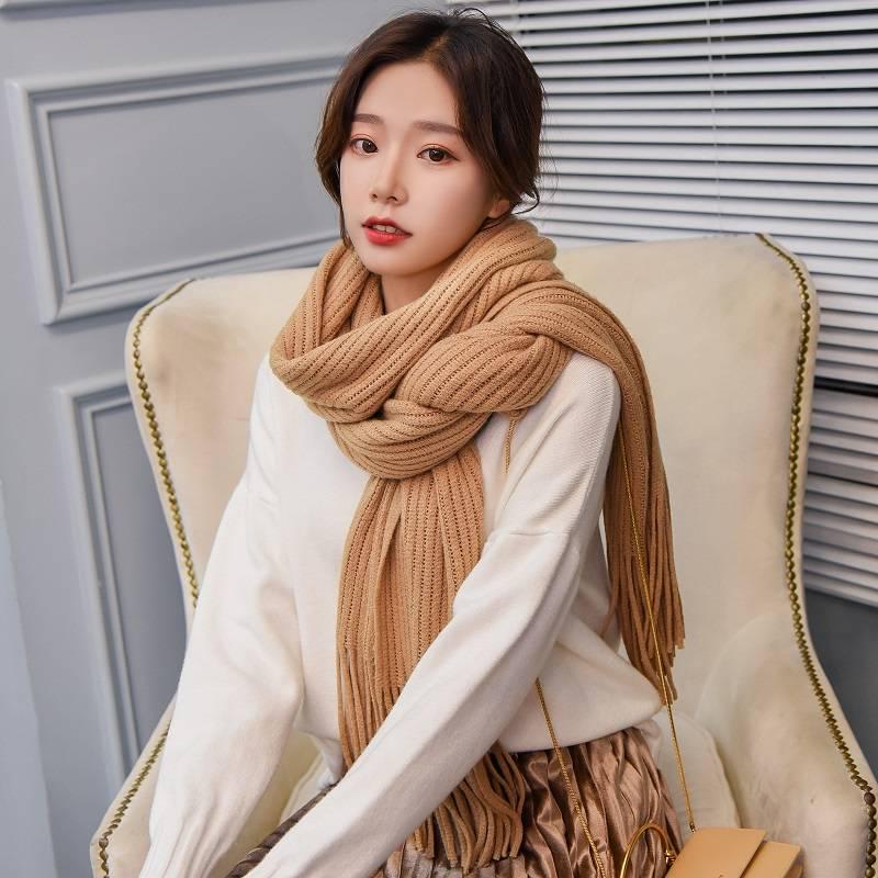 Scarves with Tassel Women Winter Thick Warm Wool Scarf Shawl Wrap Female Male Scarf