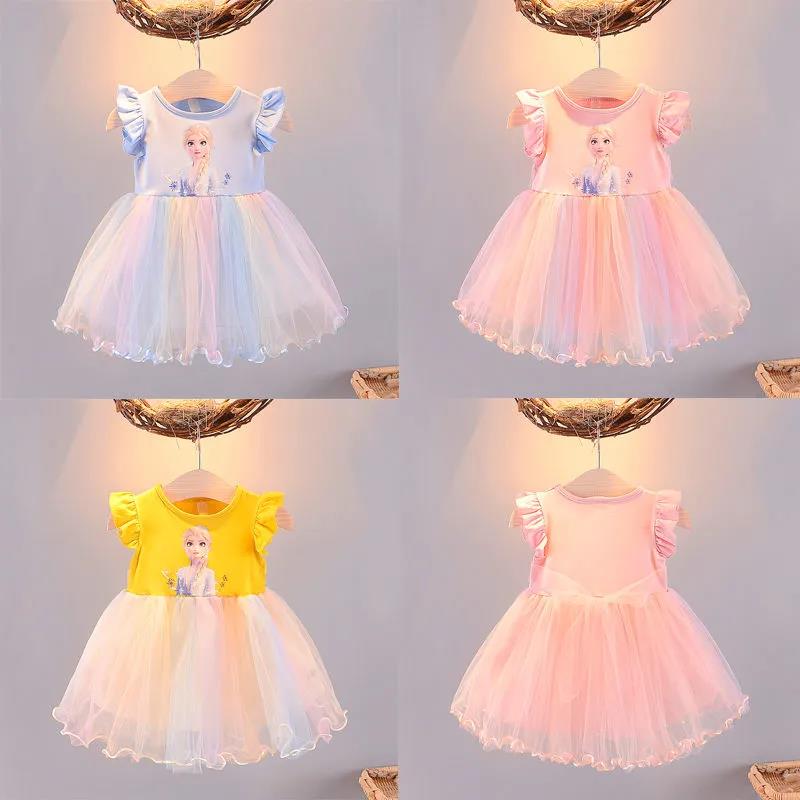 Baby Girl Summer Dress Sleeveless Girl Western Style Mesh Cartoon Dress Summer