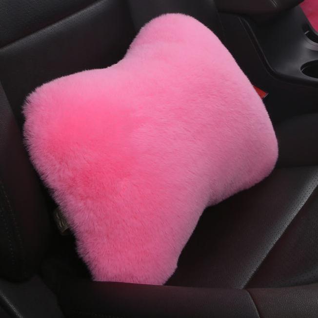 Car 4pcs Pillow Neck Pillow Imitation Rabbit Plush Bone Head Pillow Waist Pillow Waist Bolster Car Waist Back Suit General Plush Cushion