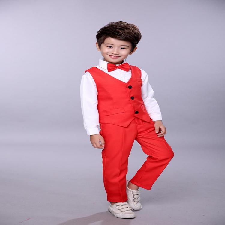 Boys Dress Vest Suit Black Host Children's Suit Elementary School Chorus Costumes