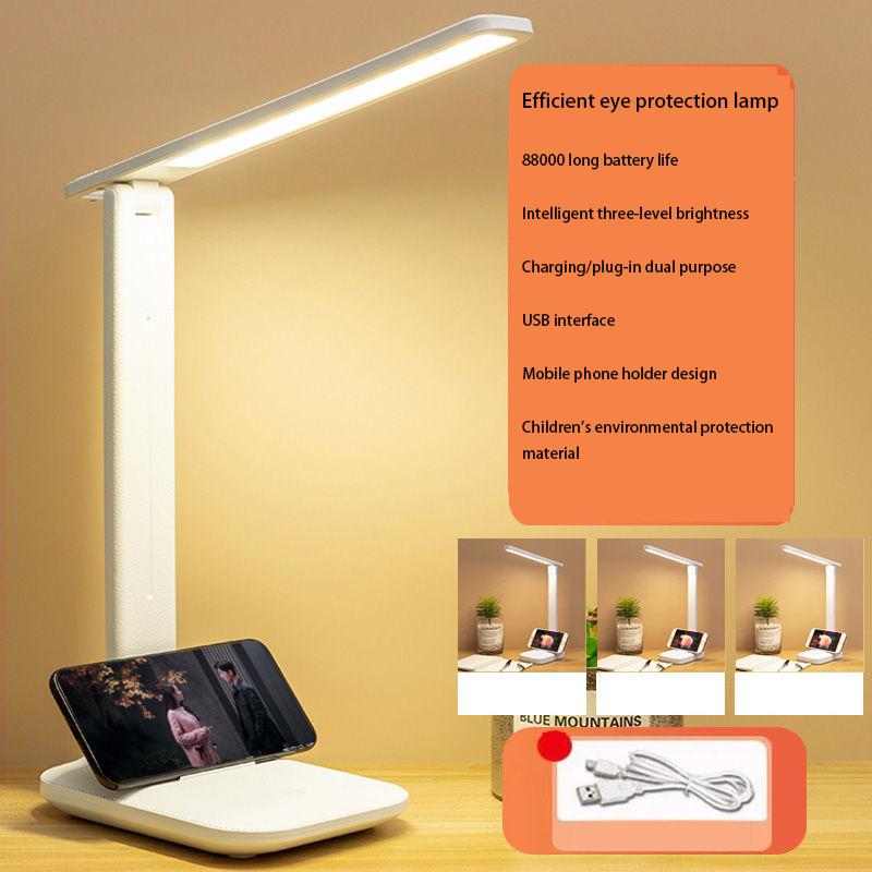 Touch-sensitive Table Lamp, Eye Protection Learning Lamp, Rechargeable Plug-in Dual-use Folding Type Vision Protection LED Reading Lamp