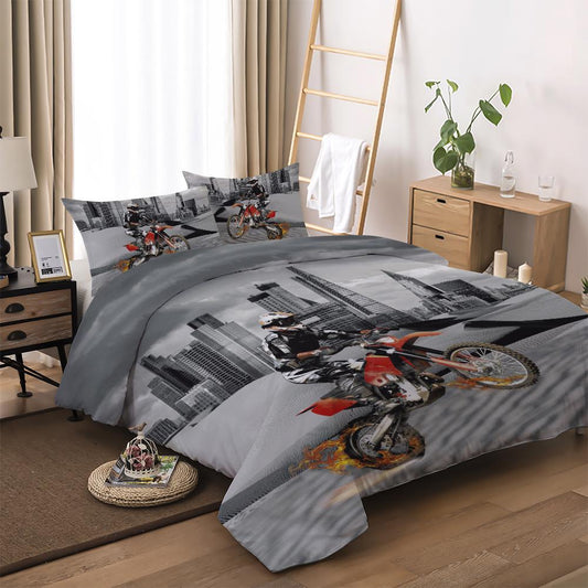 3 Parts Per Set 3d Cool Motorcycle Rider Bedding Set Duvet Cover