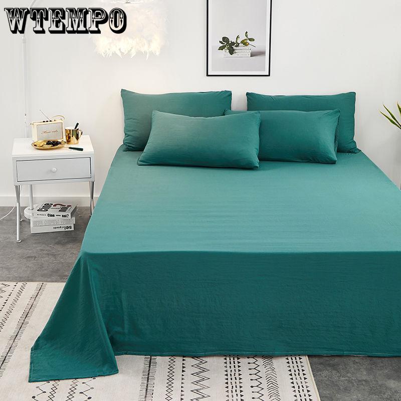 Spring Summer Solid Color Summer Thin Bed Linen Single-piece Washed Cotton Bed Linen Plus Bed Linen Extra Large Family