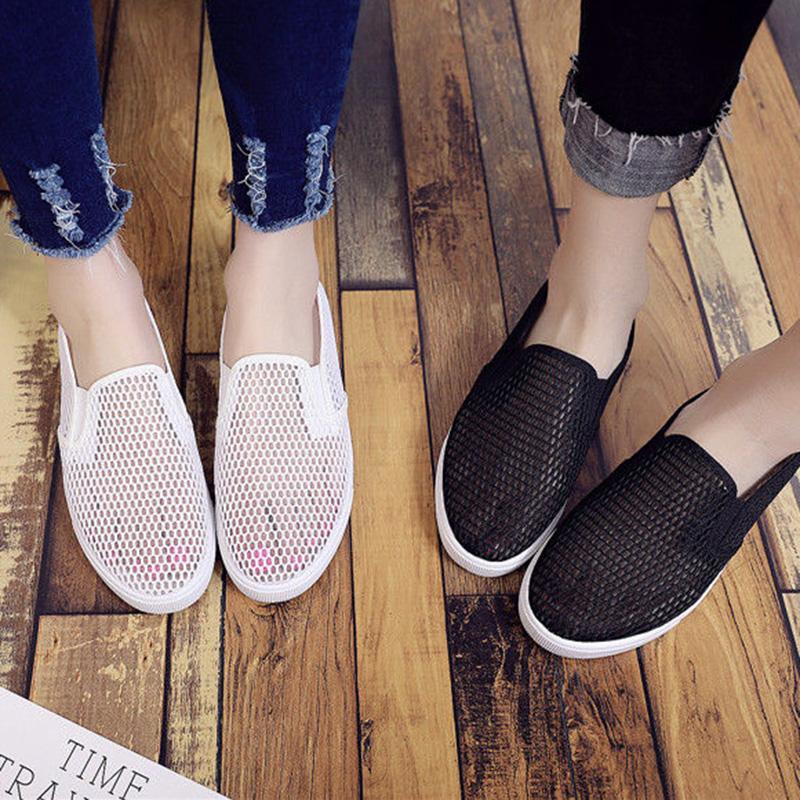 Summer Mesh Breathable White Shoes Female One-foot Flat-soled Student Net Shoes Sports and Leisure Korean Sneakers Old Beijing Women's Shoes