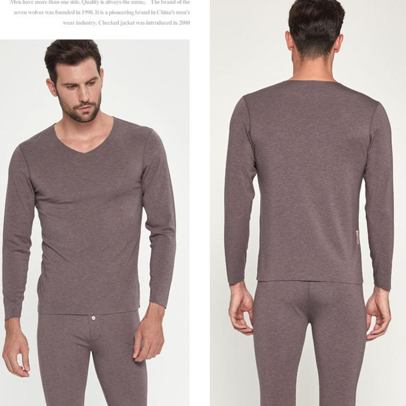 Men Winter Thermal Underwear O-neck Male Autumn Tight Tops Thicken Windproof Comfortable Soft Lining Long Sleeve High Elasticity Spring Pajamas V-neck