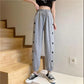 Gray Tie Pants Loose Love Sports Pants Women's Spring and Summer Loose Casual Straight-leg Student Pants