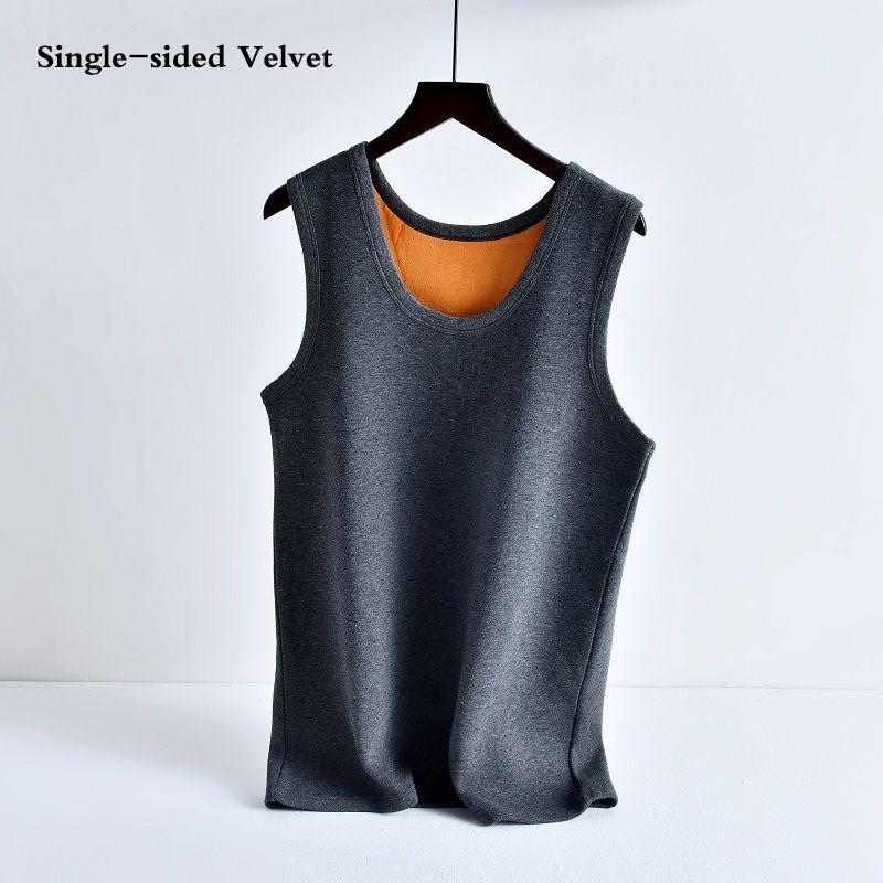 Men Winter Autumn Plus Velvet Thicken Thermal Underwear Tight Vest High Elasticity Comfortable Versatile Soft Lining O-neck Male Sleeveless Breathable