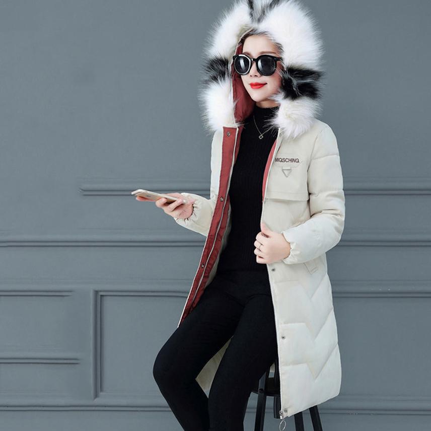 Women's Winter Down Jackets Slim Large Size Thickened Mid-length Cotton Coats Elegant Wool Collar Down Wadded Jacket