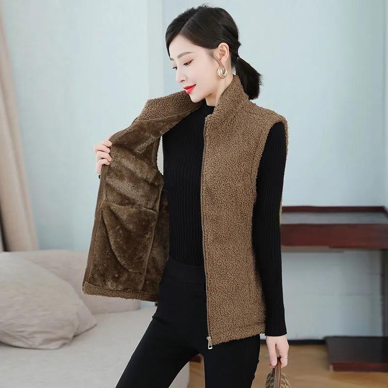 Vest Women's Short Lamb Fleece Autumn and Winter Thickened Warm All-match Coat