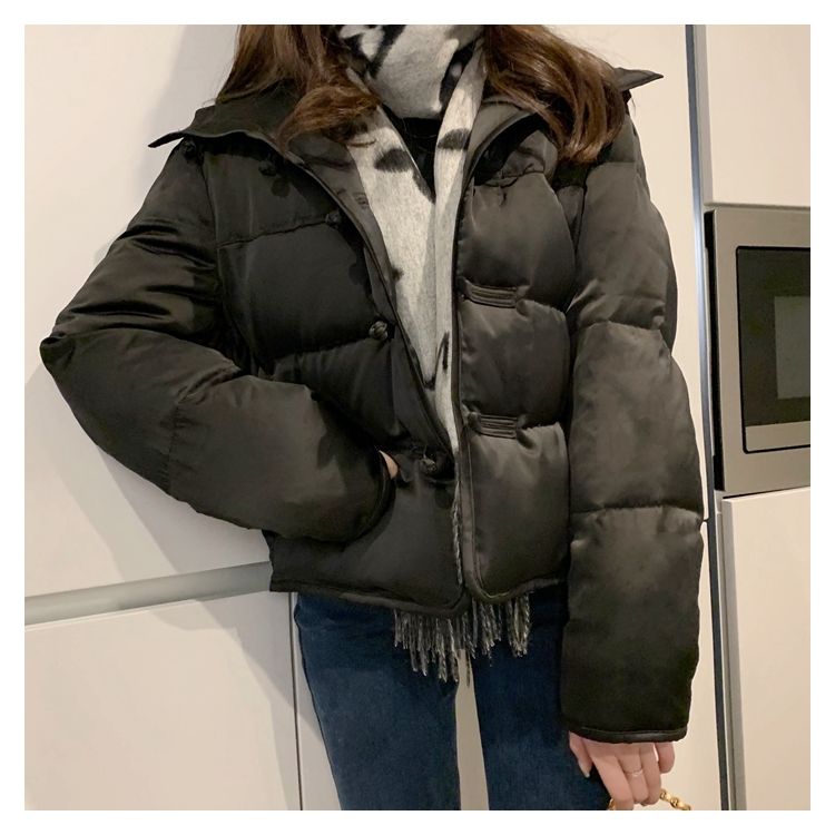 Winter Buckle Thickened Short Padded Coat Small Loose Coat Hooded Padded Coat