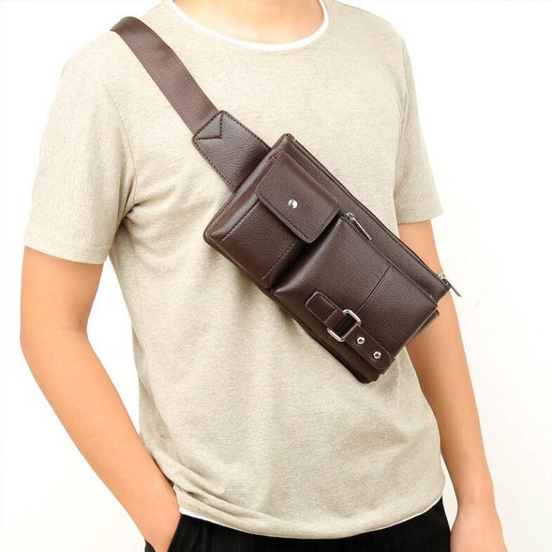 Men's Casual Waist Bag Leather Multifunction Chest Bag