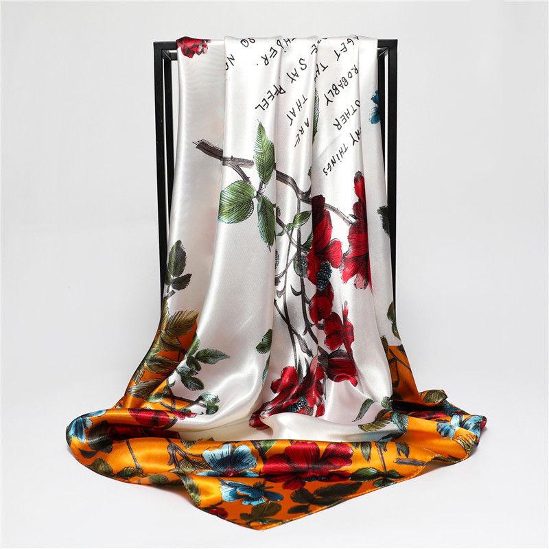 Silk Scarf Fashion Foulard Satin Shawl Scarfs Big Size 90*90cm Square Silk Scarves Women Bandana