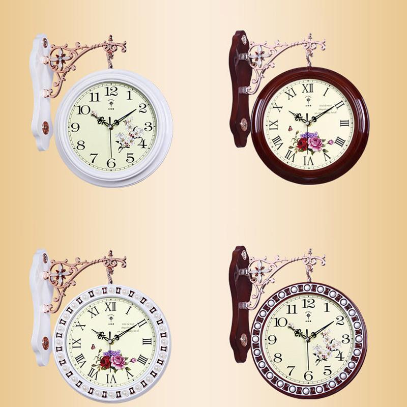 European Style Double-sided Wall Clock Living Room Large Double-sided Clock Mute Personality Creative Modern Minimalist Quartz Clock