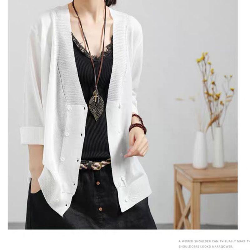 Spring and Autumn Linen Cardigan Sweater Large Size Loose Casual Jacket Fashion Young Women Top