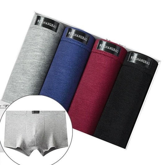 4 Packs Men's Modal Underwear Men's Boxer Shorts Youth Mid-waist Breathable Large Size Underwear Antibacterial Sports Four-corner Shorts for Men