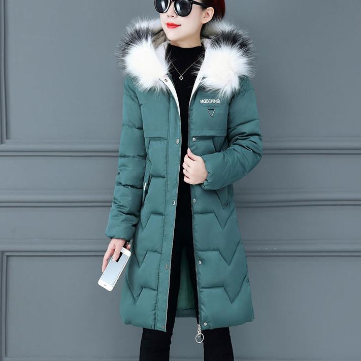 Women's Winter Down Jackets Slim Large Size Thickened Mid-length Cotton Coats Elegant Wool Collar Down Wadded Jacket