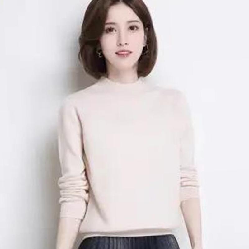 Cashmere Sweater Autumn and Winter Half Turtleneck Bottoming Sweater Women's Wool Sweater Loose Short Knitted Sweater Pullover