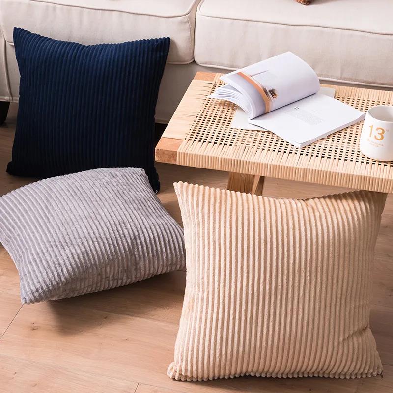 Solid Color Throw Pillow Car Sofa Cushion Flannel Cushion Bedside Backrest Square Pillow Cushion