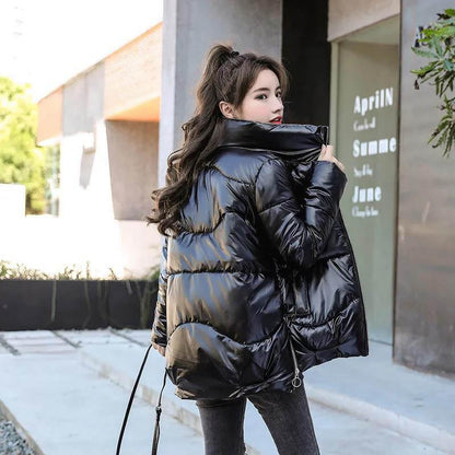 Disposable Bright Face Short Cotton-padded Jacket Women's Winter Loose Cotton-padded Jacket Casual Stand-collar Padded Jacket