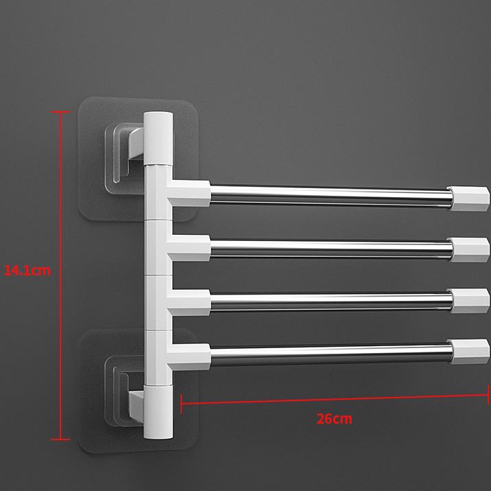 Bathroom Rotation Towel Storage Rack Punch-Free Stainless Steel Organizer Shelf Hanging Wall Shelves Suction Cup