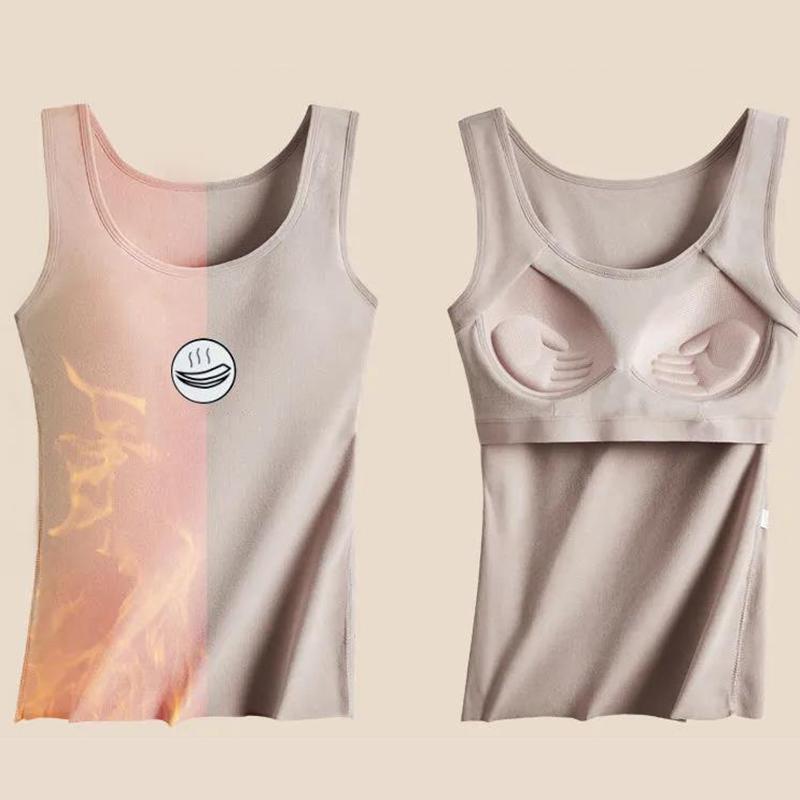 Thermal Underwear Women Plus Velvet Padded Vest Women's Blouse One-piece Seamless Plus Velvet Cotton Vest for Cold Protection and Free-to-wear Bra