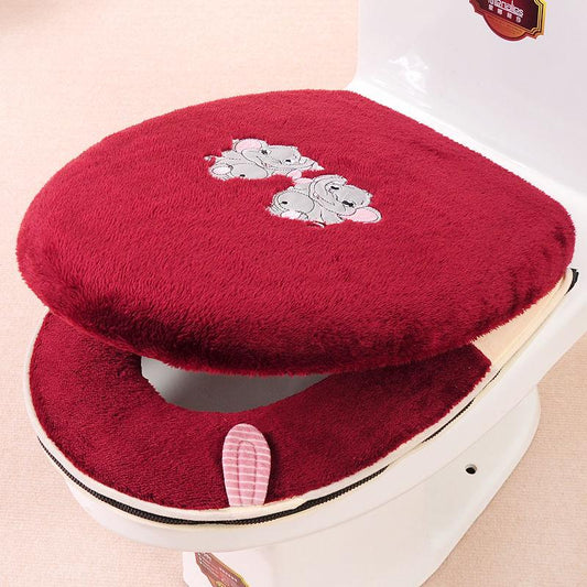 Toilet Cushion Household Set Toilet Cushion Two-piece Set Universal Toilet Cushion Cushion Zipper Toilet Cover Two-piece Set