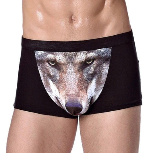 3D Wolf Head Briefs Male Personality Youth Funny Breathable Boxer Briefs