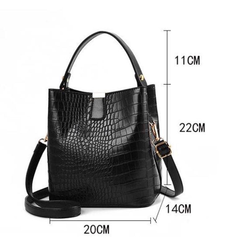 Crossbody Bag Women Crocodile Pattern Leather Anti-theft Zipper Large Capacity Bucket Shoulder Bag