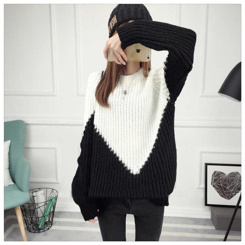 Autumn and Winter Solid Color Long-sleeved Large Size Cashmere Sweater Round Neck Sweater Female