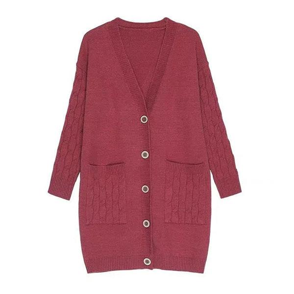 S-XXXL Women's Winter Solid Color Loose Knitted Cardigan Large Size Buttons Sweaters Female Autumn Long Sleeve Casual Knitted Coat