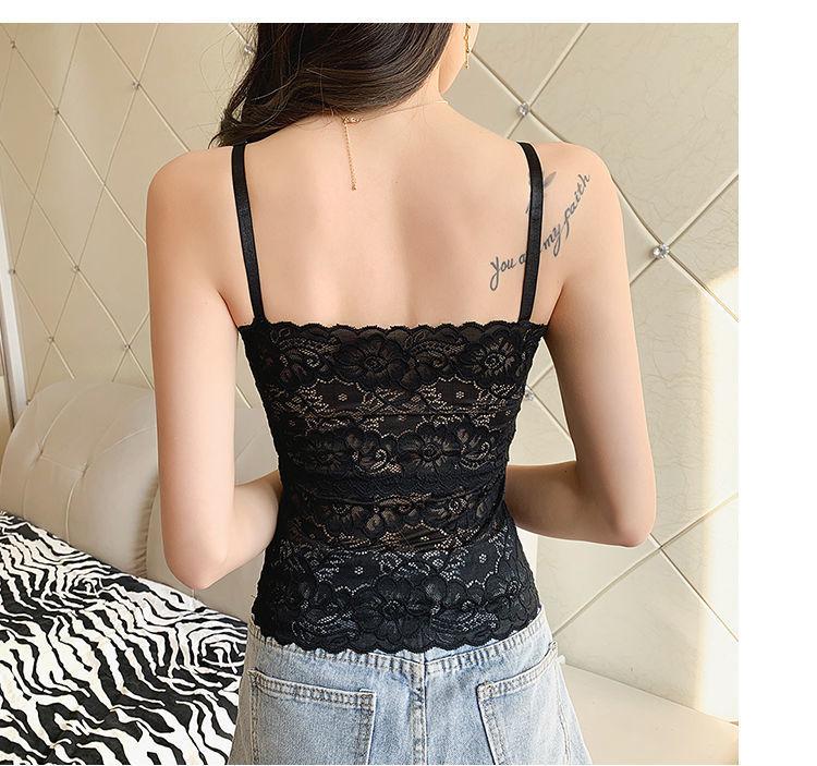 Lace Crop Top Sexy Lingerie Camisole Bralette Crop Top Y2k Black White Sleep Tops Strap Padded Camis Undershirt Women Fashion