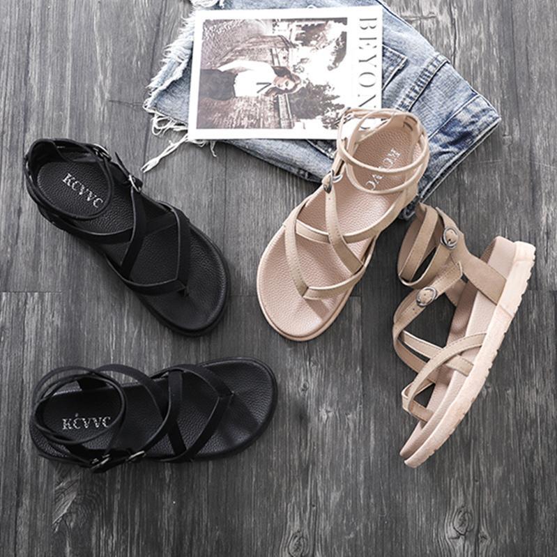 All-match Word Buckle Flip Flops Women's Sandals Summer Platform Platform Shoes Student Flat Roman Shoes