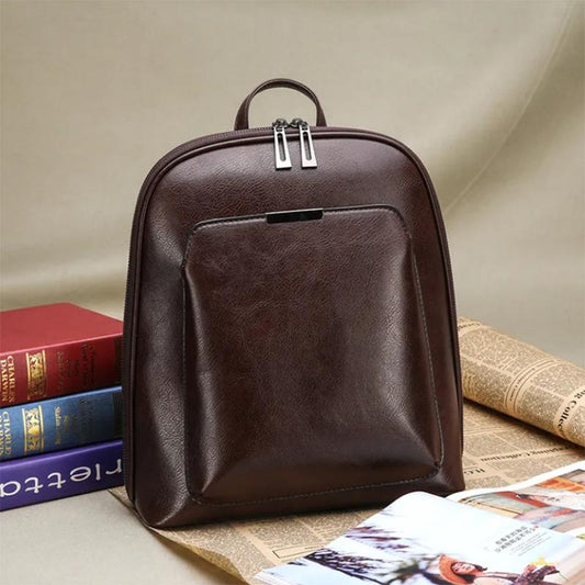 Vintage Backpack Leather Women Backpack Large Capacity School Bag For Girls Leisure Shoulder Bags