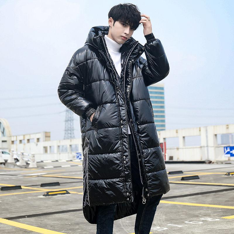 Fashion Trend Hooded Men's Down Jacket Autumn and Winter Plus Velvet Thick Warm White Duck Down Long Male Jacket