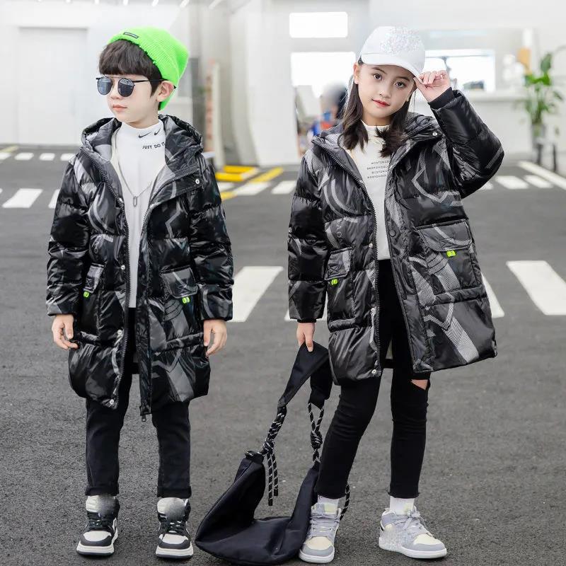 3-12Y Toddler Girls Long Jacket Outwear Children Cotton-padded Jacket Girl Winter Down Clothes Warm Coat Fur Hooed Snowsuit Kids