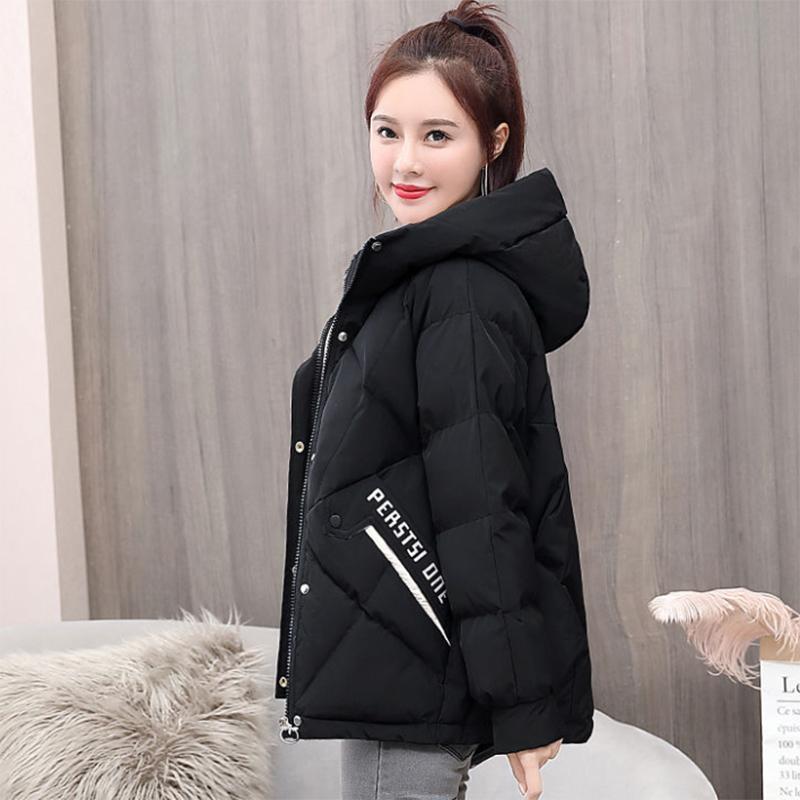 Women's Mid-length Down Jacket Winter Korean Loose Cotton Clothes Casual Hooded Padded Jacket