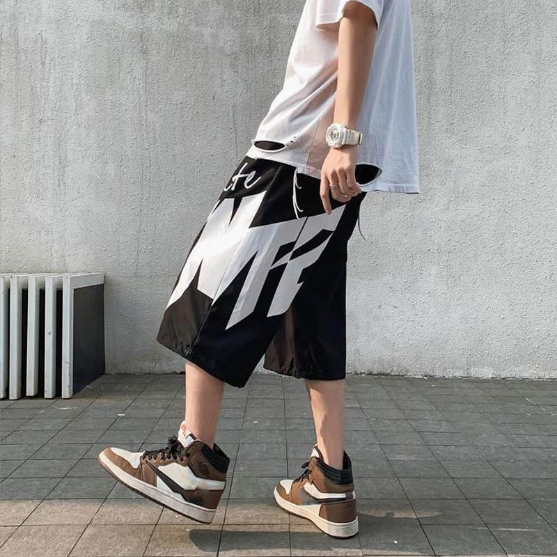 Summer Men's Home Casual Printing Beach Pants Loose Large Size Cropped Pants Quick-drying Sweat-absorbing Breathable Outer Wear Shorts