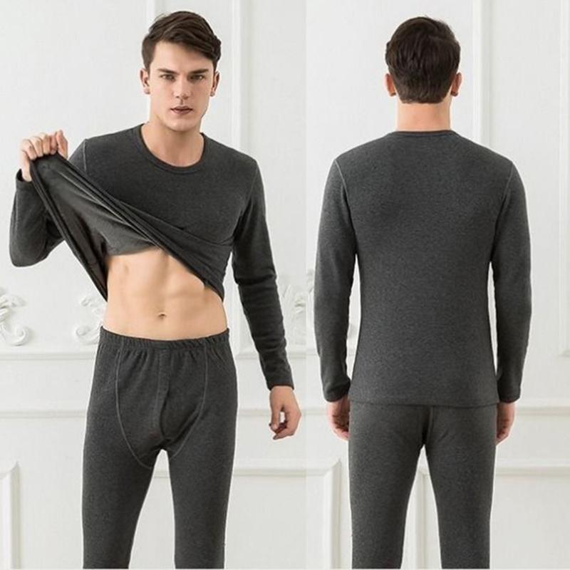 Men Winter Autumn Plus Velvet Thicken Thermal Underwear Tight Suit High Elasticity Wearable Comfortable Soft Lining O-neck Male Long Sleeve Breathable