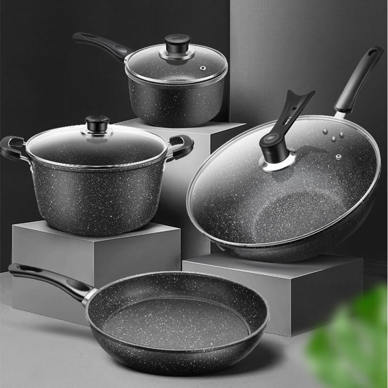 Maifan Stone Non-stick Set Pot Set Household Soup Pot Frying Pan Gas Stove Induction Cooker Suitable for Thickening Pots