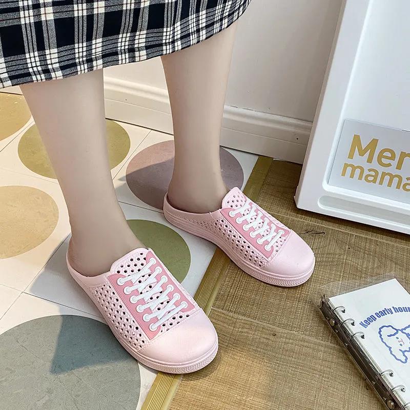 Female Students' Sandals and Slippers Women's Summer Wear Fashion Non-toed Half-drag One-step Non-slip Shoes