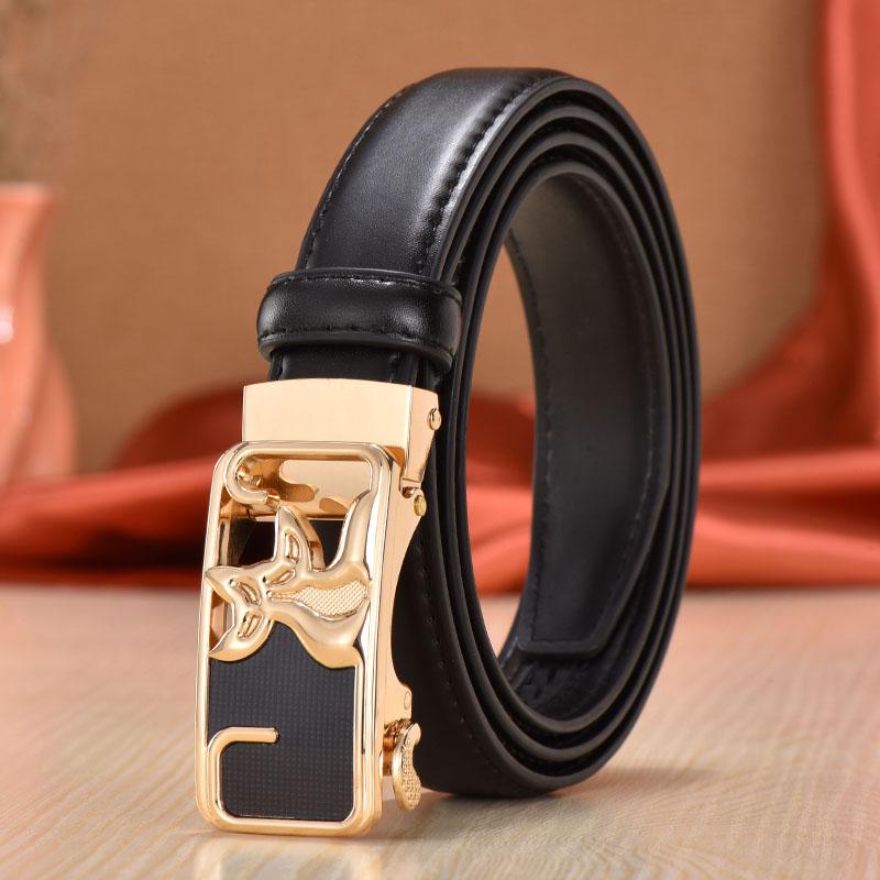 Girls belt leather automatic buckle thin belt leather fashion wild ladies pants belt