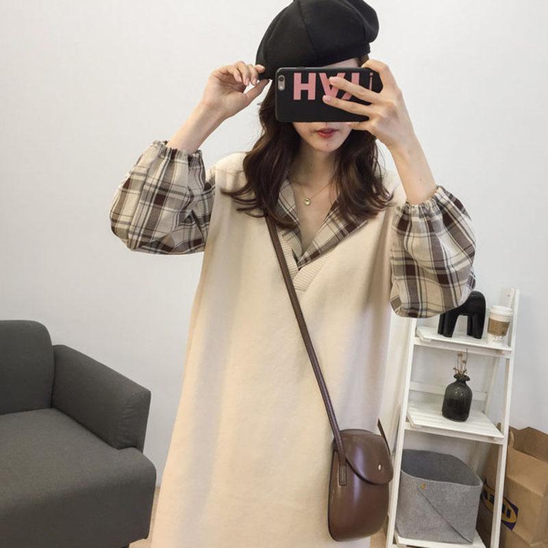 Autumn and Winter Plus Size Mid-length Dress Thin Section Wild Sleeveless Sweater Dress Fashion Casual Women's Vest Skirt