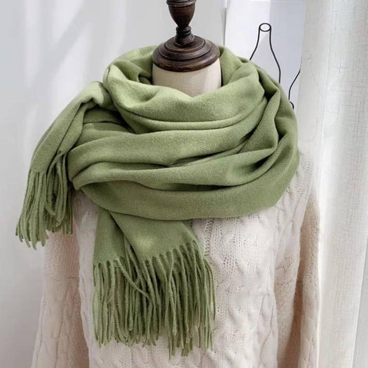 Solid Color Cashmere Scarves with Tassel Soft Warm Lady Girls Wraps Long Female Shawl Men Scarf