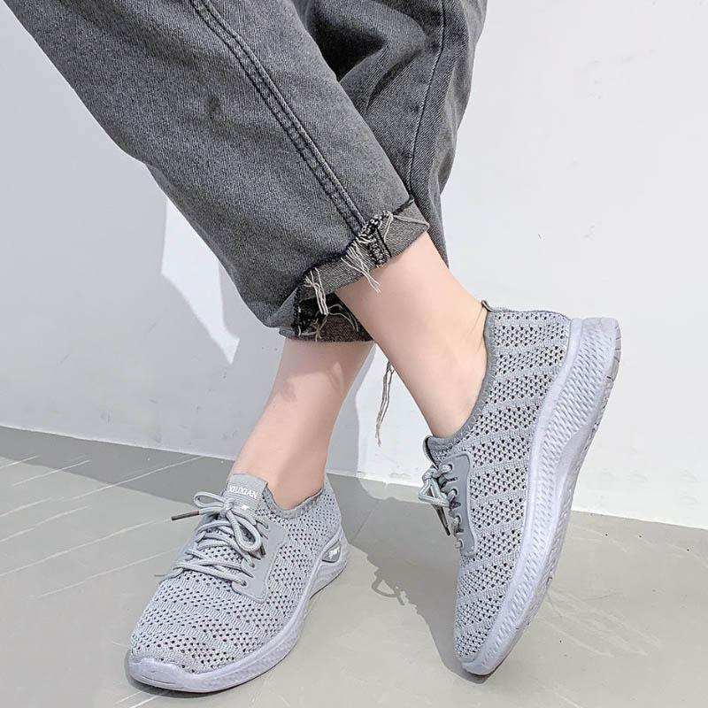 2021 Spring Summer Sports Shoes Women's Breathable Hollow Mesh Shoes Versatile Casual Shoes Lightweight Soft Sole