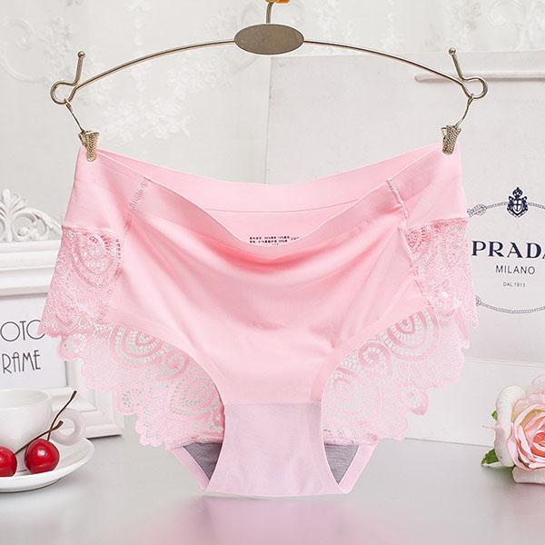 3Pcs/Set Women's Large Size Cotton Crotch Panties Female Breathable Mid-waist Seamless Solid Color Lace Briefs