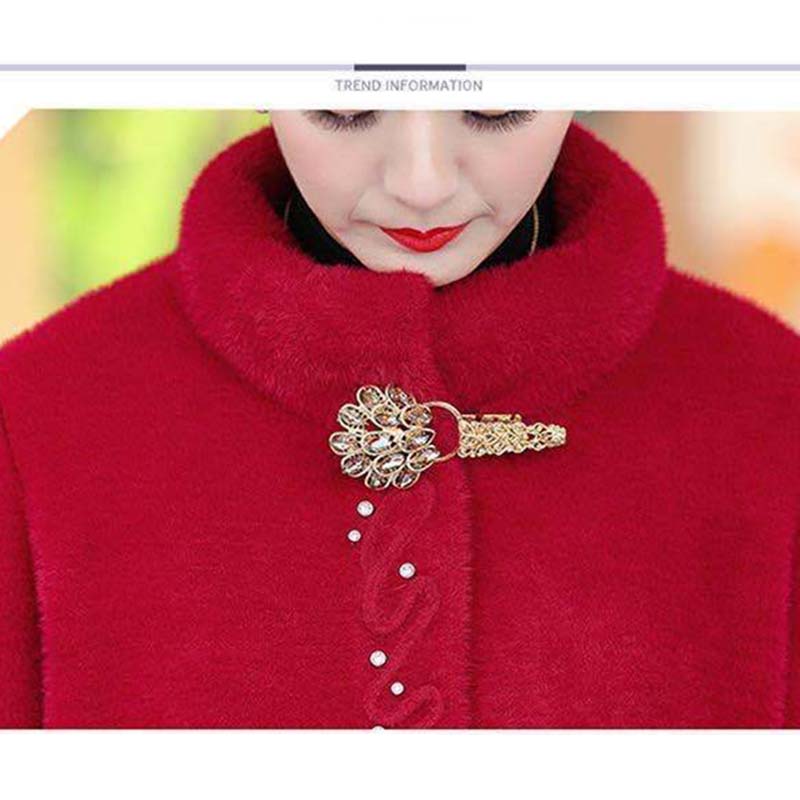 Mother Wear Autumn and Winter Coat Noble Imitation Mink Velvet Coat Middle-aged and Elderly Fashion Windbreaker